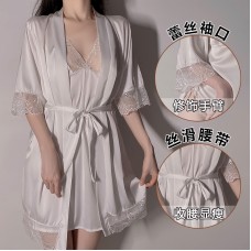 Guiruo Pajama Dress Sling Pajama Sexy Hollow Lace Thin Lace Up Pajama Home Furnishing Set Sent on behalf of 245