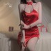 Guiruo Sexy Hanging Neck Bell Neck Ring Strap Temptation Christmas Uniform Pure Desire Hanging Strap Fun Sleeping Dress Set 3816