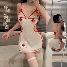 Ruo Ruo Pure Desire Wind Lacing Hollow Soft Nurse Wear Steel Ring Gathering No Release Uniform Temptation Fun Set 3039