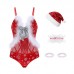 Guiruo Fun Lingerie Women's Sexy Deep V Hollow out Temptation Velvet New Year Dress Plush One Piece Uniform Set 19985