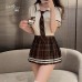 Guiruo Fun Lingerie JK Sexy Student Dress Women's Pleated Skirt Plaid Short Skirt Role Playing Uniform Set 3138