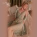 Guiruo Sexy Lace Side Slits Deep V Suspended Sleeping Dress Comfortable Outer Robe Large Women's Home Furnishing Set 311