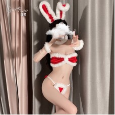 Guiruo Fun Lingerie Velvet Role Play Rabbit Girl Three Point Christmas Dress Passionate Opening No Take Off Uniform Set