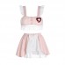 Guiruo Sexy Hollow out Mesh Spliced Short Skirt COS Cute Nurse Uniform Fun Set 3137