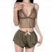 Rose Like Spring and Summer Fun Lingerie Sexy and Attractive Perspective Light and Thin Mesh Suspender Shorts Home Suit Set 19991