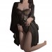 Ruo Ruo Pure Desire Wind Perspective Mesh Open Crotch No Drop Sexy Open Back One Piece Silk Smooth Satin Outer Robe Set 3649