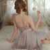 Rose Like Spring and Summer Sexy Backless Temptation Pure Desire Ice Silk Chest Cushion Gathering Sling Sleeping Dress Outer Robe Home Set 3141