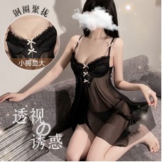 Guiruo Fun Lingerie Sexy Small Chest Suspender Pajama Pads Steel Ring Gathering Pajamas Women's Home Furnishing Set 1333