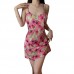 Guiruo Satin Print with Chest Pad Small Chest Fold Back Cross V-shaped Naked Back Women's Homewear Sleepwear 3764