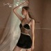 Guiruo Brand Sexy Velvet Mesh Temptation Backless Nightwear with Chest Cushion Suspender Sleepwear Home Suit 1490