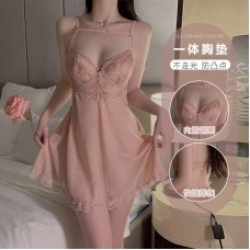 Guiruo Fun Lingerie Sexy Backless Pure Desire Mesh Steel Ring Chest Cushion Gathering Sling Sleeping Dress Uniform Set 1925