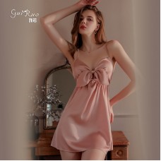 Guiruo Spring/Summer New Home Furnishings Ice Silk Sleeping Skirt Women's Private Sexy Bowtie Suspended Sleeping Skirt Set 2257