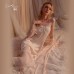 Rose Like Spring/Summer Sexy Long Solid Color Sweet Sleepwear Pure Desire Wind Mesh Outer Robe Women's Home Fur Set P2802