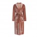 Guiruo Brand Solid Color Velvet Lace up Cardigan Outer Robe Solid Color Comfortable Long Warm Home Fur Set P2840