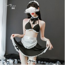 Guiruo Fun Lingerie Sexy Backless Attractive Maid and Maid Role Playing Passionate Three Point Set Uniform 384