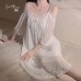 Guiruo Princess Style Soft Mesh Sweet Lace Loose and Comfortable Sling Sleeping Dress Outer Robe Home Suit Set 2373