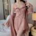 Guiruo Sexy Backless Temptation Ice Silk and Chest Cushion Steel Ring Gathering Sling Sleeping Dress Outer Robe Home Suit Set 2072