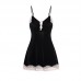 Guiruo Sexy Suspended Sleeping Dress Velvet Comfortable Casual Outrobe Women's Deep V Hollow Lace Up Home Suit Set 1699