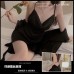 Guiruosi Smooth Satin Face Simple Slim Fit Stacked Collar Open Back Temptation Sling Sleeping Dress Outer Robe Home Suit Set 1571