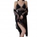 Guiruo Sexy Backless Temptation with Chest Pads Gathered Strap Sleeping Dress Pure Desire Mesh Outer Robe Home Suit Set 3372