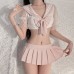 Guiruo Fun Lingerie Sexy Bow Knot Hip length Waist Free Pleated Short Skirt Pure Student Uniform Set 2368