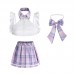 Guiruo Fun Lingerie Sexy Open Back Checkered Short Skirt Role Playing Student Flirting Uniform Set 2537