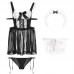 Guiruo Fun Lingerie Sexy Chiffon Perspective Backless seductive maid role-playing uniform set issued on behalf of 178