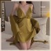 Guiruo Satin Lace Perspective Deep V Drawstring Waist Waist Slim Slim Hanging Strap Sleeping Dress Outer Robe Women's Home Set 3210