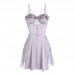 Rose Like Spring and Summer Sexy Backless Temptation Ice Silk Chest Cushion Gathered Strap Sleeping Dress Outer Robe Home Fur Set P3143