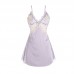 Guiruo Sexy Backless Temptation Ice Silk and Chest Cushion Gather Lace Suspender Sleeping Dress Outer Robe Home Set P3216