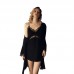 Guiruo Brand Waistless Sexy Deep V Velvet Private Lace Hanging Sleeping Dress Lace up Outer Robe Home Fur Set 622