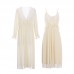 Guiruo Sexy Lace Nightgown Outer Robe Women's Strap Summer Ice Silk Backless Comfortable and Cool Home Suit Set 2070