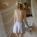 Guiruo Sexy Backless Pure Desire Ice Silk with Chest Cushion High Grade Pajamas Simple Outer Robe Women's Home Fur Set 3660