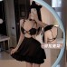 Guiruo Fun Underwear Sexy Hollow out Temptation Dew Breast Pajamas Solid Color Backless Suspended Dress Home Suit Set 1665