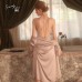 Guiruo Sexy Deep V Lace Perspective Temptation Open Back Suspended Sleeping Dress Cardigan Outer Robe Women's Home Fury Set 1854