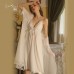 Guiruo Sexy Plus Chest Cushion Hanging Pajama Dress Mesh Private Room Solid Small Chest Pajamas Outer Robe Home Suit Set 1727