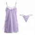 Guiruo Sexy Satin Patch Lace Side Waist Strap Seduction Hollow out Hanging Strap Sleeping Dress Outer Robe Home Set 542