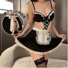 Guiruo Fun Lingerie Maid Uniform Temptation Plus Chest Pads Lace Lace Palace Style Open Back flirting Set 2914