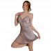 Guiruo Sexy Strap Ice Silk Pajamas French Lace Backless and Chest Cushion Suspended Sleeping Dress Outer Robe Home Suit 3340