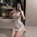 Guiruo Fun Lingerie Sexy Mesh Perspective Attractive Cross Leaky Back Sleeping Dress Lacing Strap Sleeping Dress Set 807