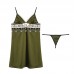 Guiruo Spring/Summer New Sexy Deep V Satin Splice Mesh Embroidery Hanging Strap Nightwear Home Suit Set Issued on behalf of 252