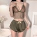 Rose Like Spring and Summer Fun Lingerie Sexy and Attractive Perspective Light and Thin Mesh Suspender Shorts Home Suit Set 19991