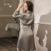 Guiruo Brand Spring and Summer New European and American Pajamas Women's Sexy Deep V Imitation Silk Pajamas Bathrobe Home Furnishing 879