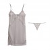 Guiruo Spring/Summer Thin Solid Color Strap Sexy Deep V Nightwear Home Furnished Lace Split Pajama Set Sent 199