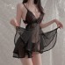 Guiruo Fun Lingerie Sexy Deep V Sexy Mesh Perspective Fluffy Skirt Women's Sweet Sling Sleeping Dress Set 1583