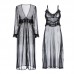 Guiruo Fun Lingerie Sexy Mesh Perspective Attractive Sweet Strap Long Dress Outer Robe Women's Home Suit Set 2132