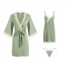 Guiruo Sexy Lace Low Chest Hanging Pajamas Comfortable Lace Up Outer Robe Slim Home Furnishing Women's Set 808