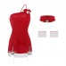 Guiruo Fun Lingerie Velvet Lacing Waist Sexy Open Back Short Skirt Christmas Dress Women's Uniform Set 1960