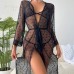 Guiruo Fun Lingerie Fragmented Flower Mesh Perspective Lace up Outer Robe Sexy Three Point Adult Sleeping Dress Set Foreign Trade 9185