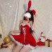 Guiruo Fun Lingerie Velvet Uniform Temptation Role Play Open Back Sleeping Dress Rabbit Girl Christmas Dress Set 2402